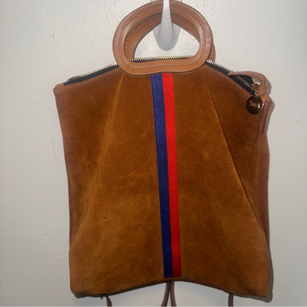 Clare V Marcelle Suede Backpack with Stripes
